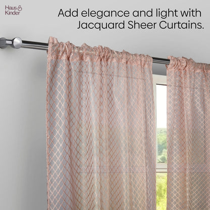 Polyester Jacquard  Window Curtains Warm Weave, Blush