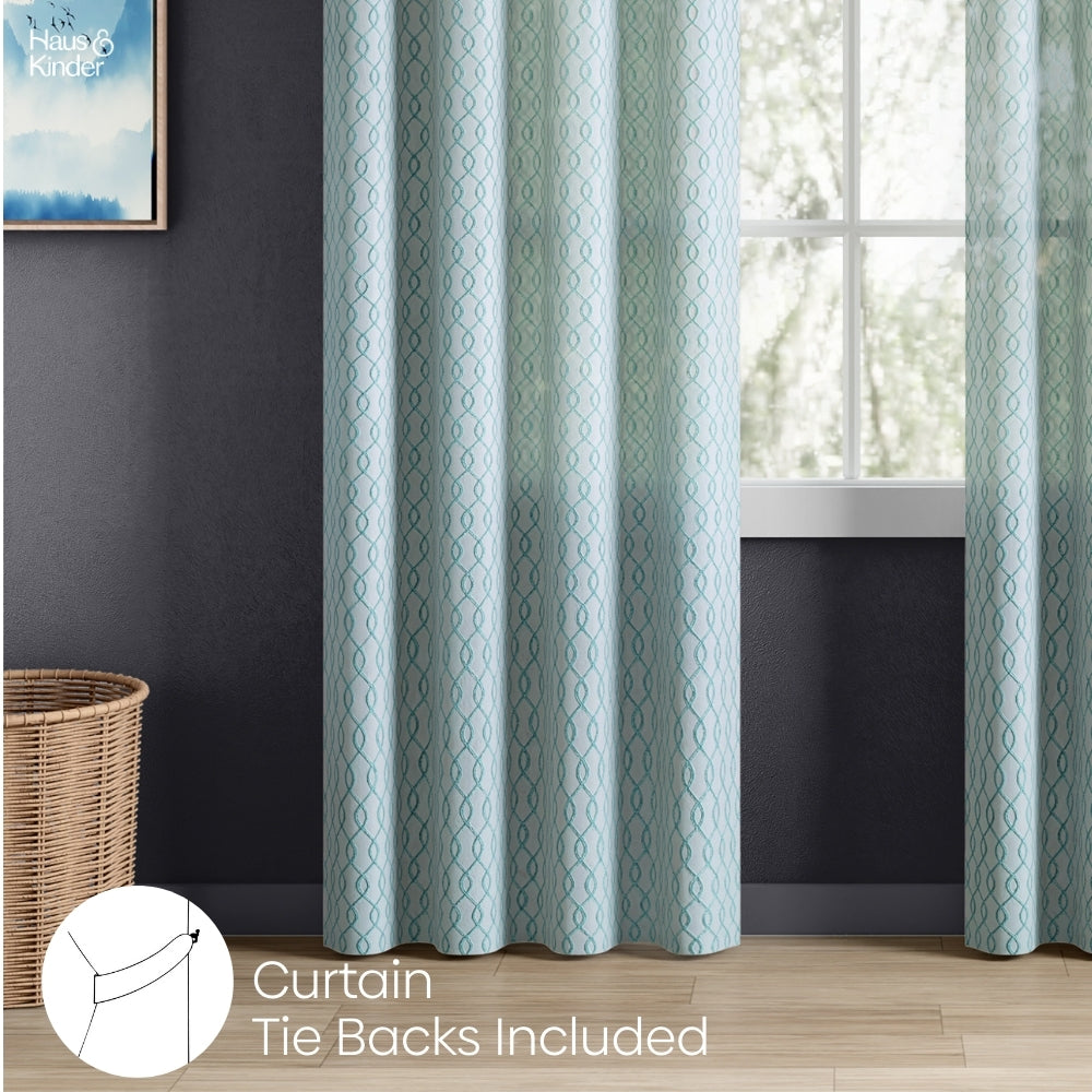Polyester Jacquard  Curtains Misty Weave, Teal