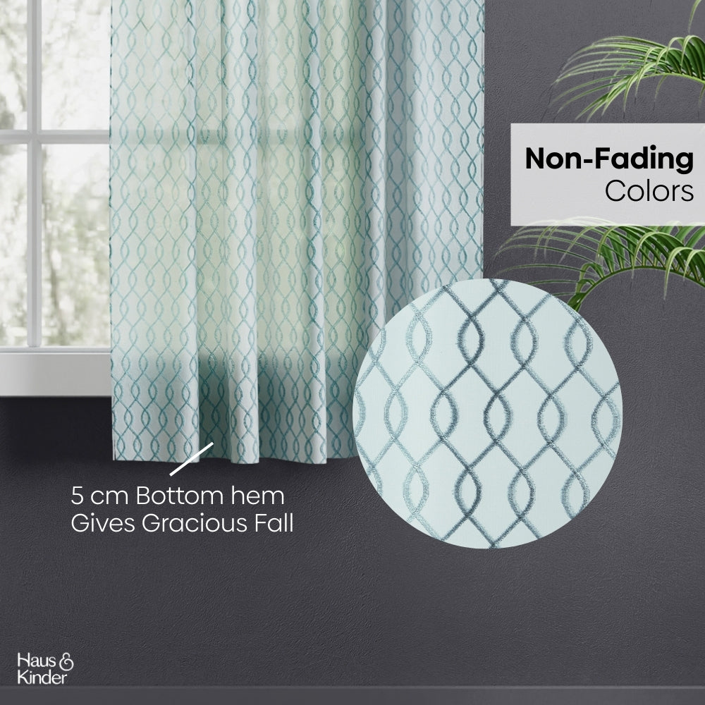 Polyester Jacquard  Window Curtains Misty Weave, Teal