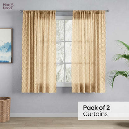 Polyester Jacquard  Window Curtains Sandstone Weave, Gold