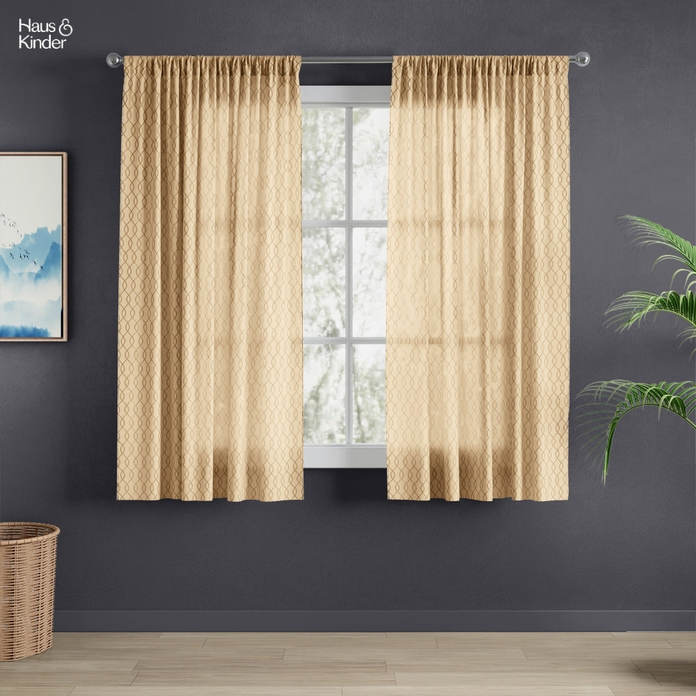 Polyester Jacquard  Window Curtains Sandstone Weave, Gold