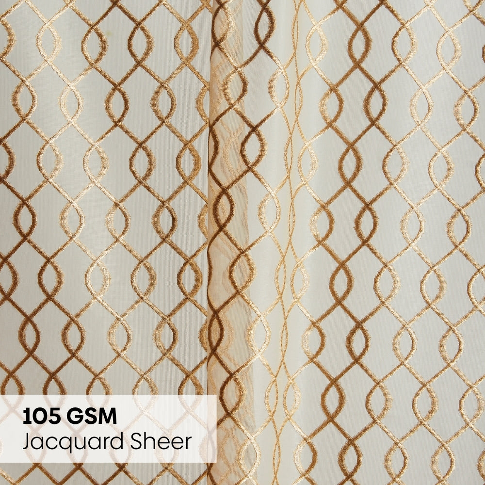 Polyester Jacquard  Window Curtains Sandstone Weave, Gold