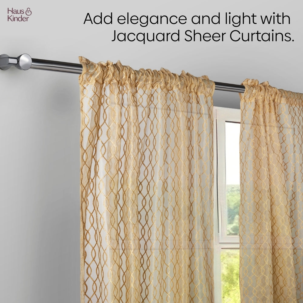 Polyester Jacquard  Window Curtains Sandstone Weave, Gold