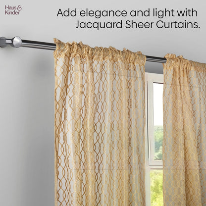 Polyester Jacquard  Window Curtains Sandstone Weave, Gold
