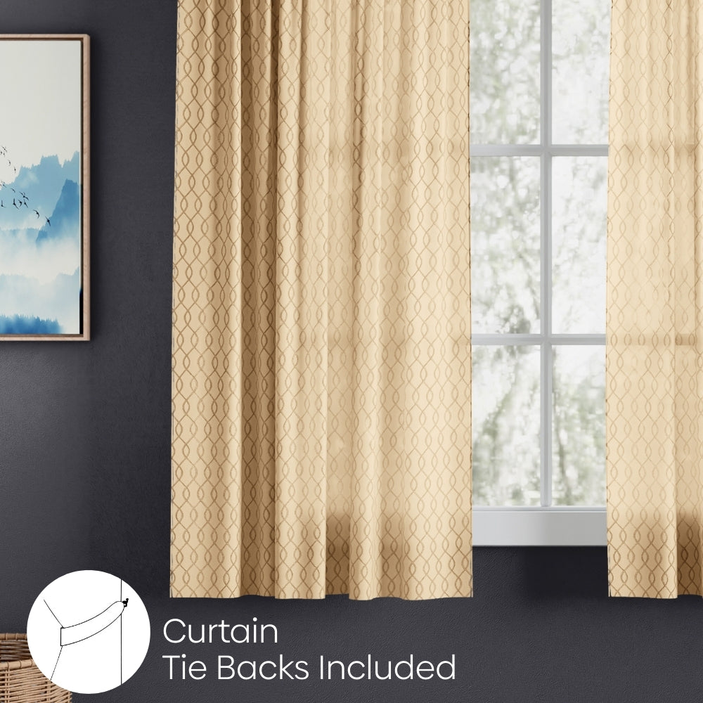 Polyester Jacquard  Window Curtains Sandstone Weave, Gold