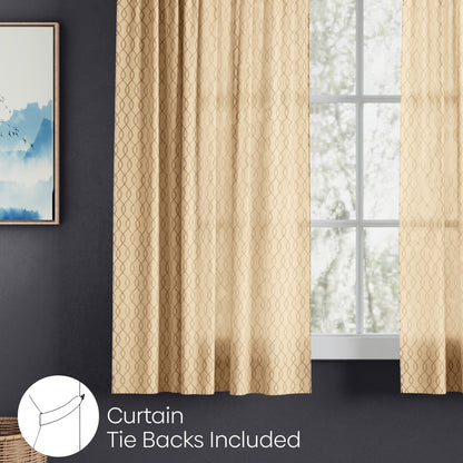 Polyester Jacquard  Window Curtains Sandstone Weave, Gold