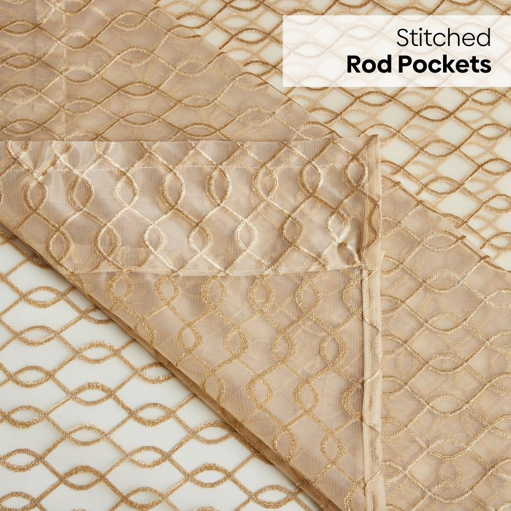 Polyester Jacquard  Window Curtains Sandstone Weave, Gold