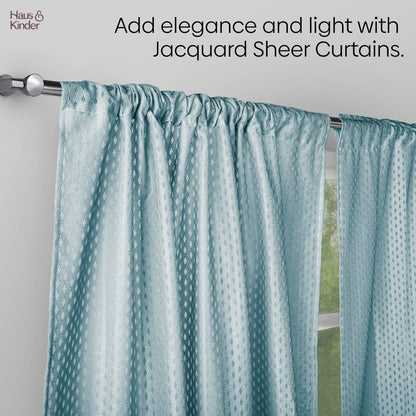Polyester Jacquard   Curtains Aqua strand, Teal
