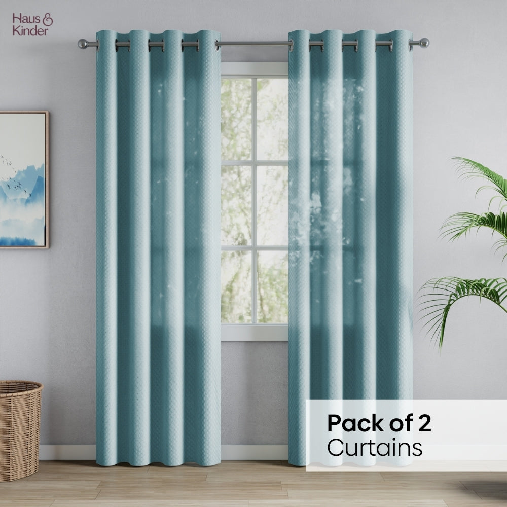 Polyester Jacquard   Curtains Aqua strand, Teal