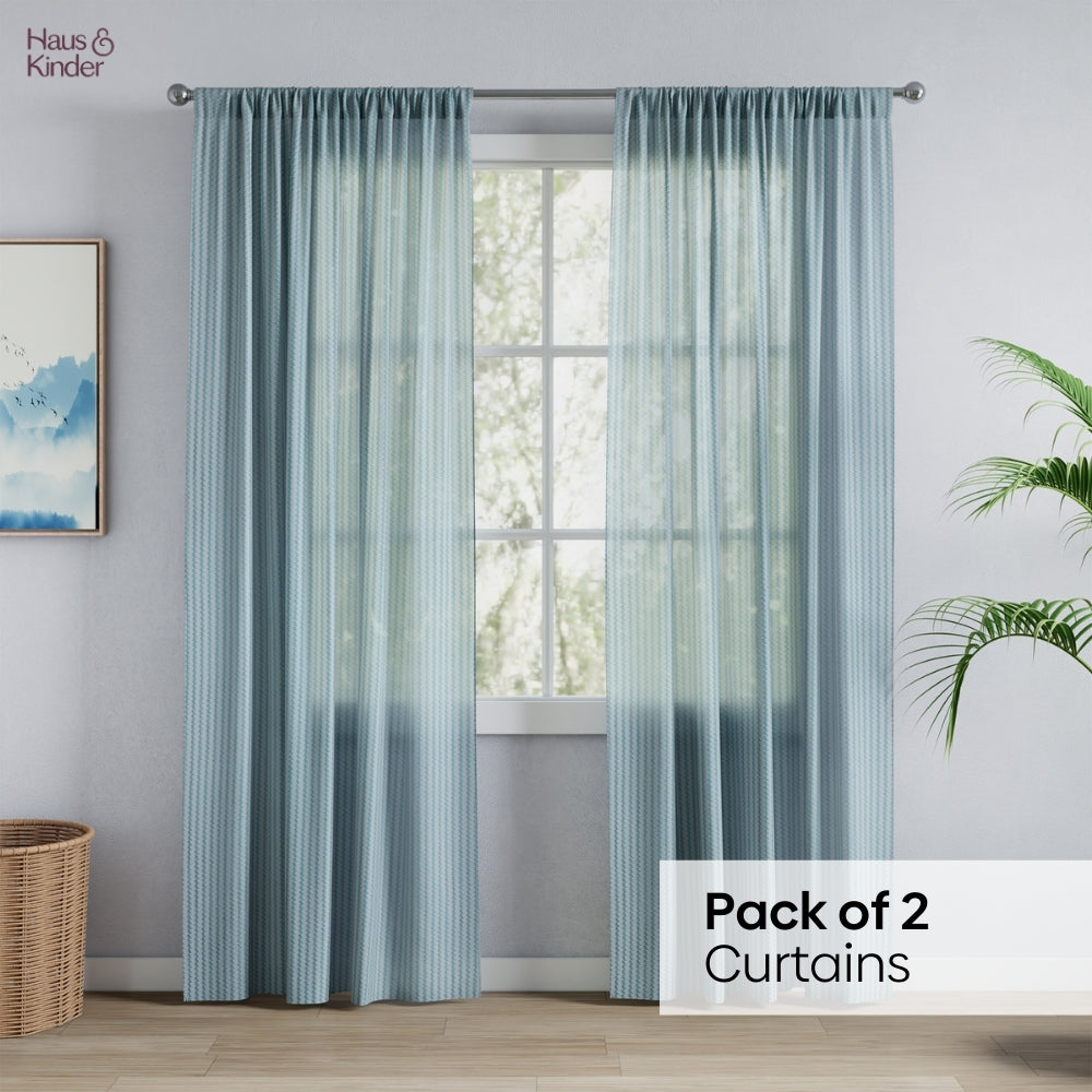 Polyester Jacquard   Curtains Aqua strand, Teal