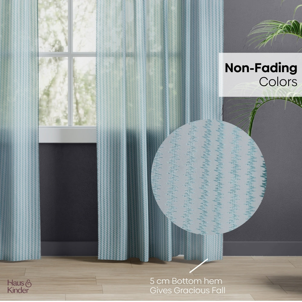 Polyester Jacquard   Curtains Aqua strand, Teal