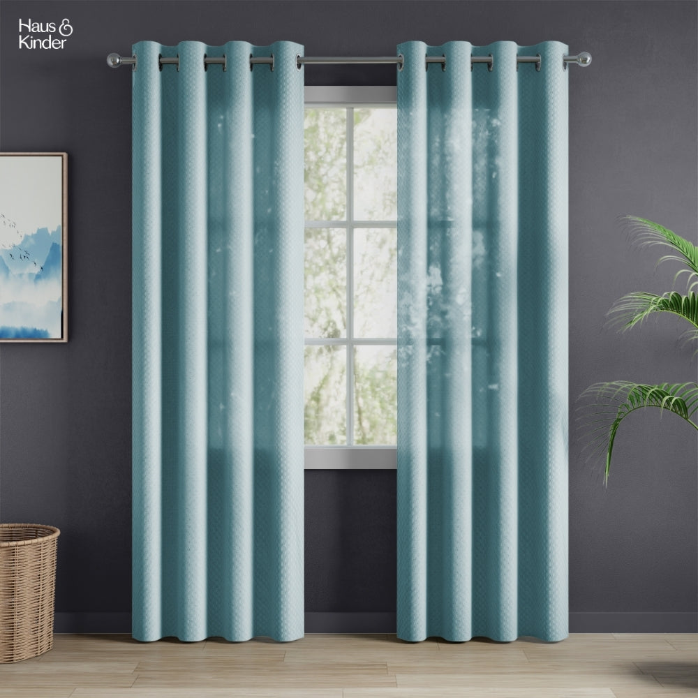Polyester Jacquard   Curtains Aqua strand, Teal