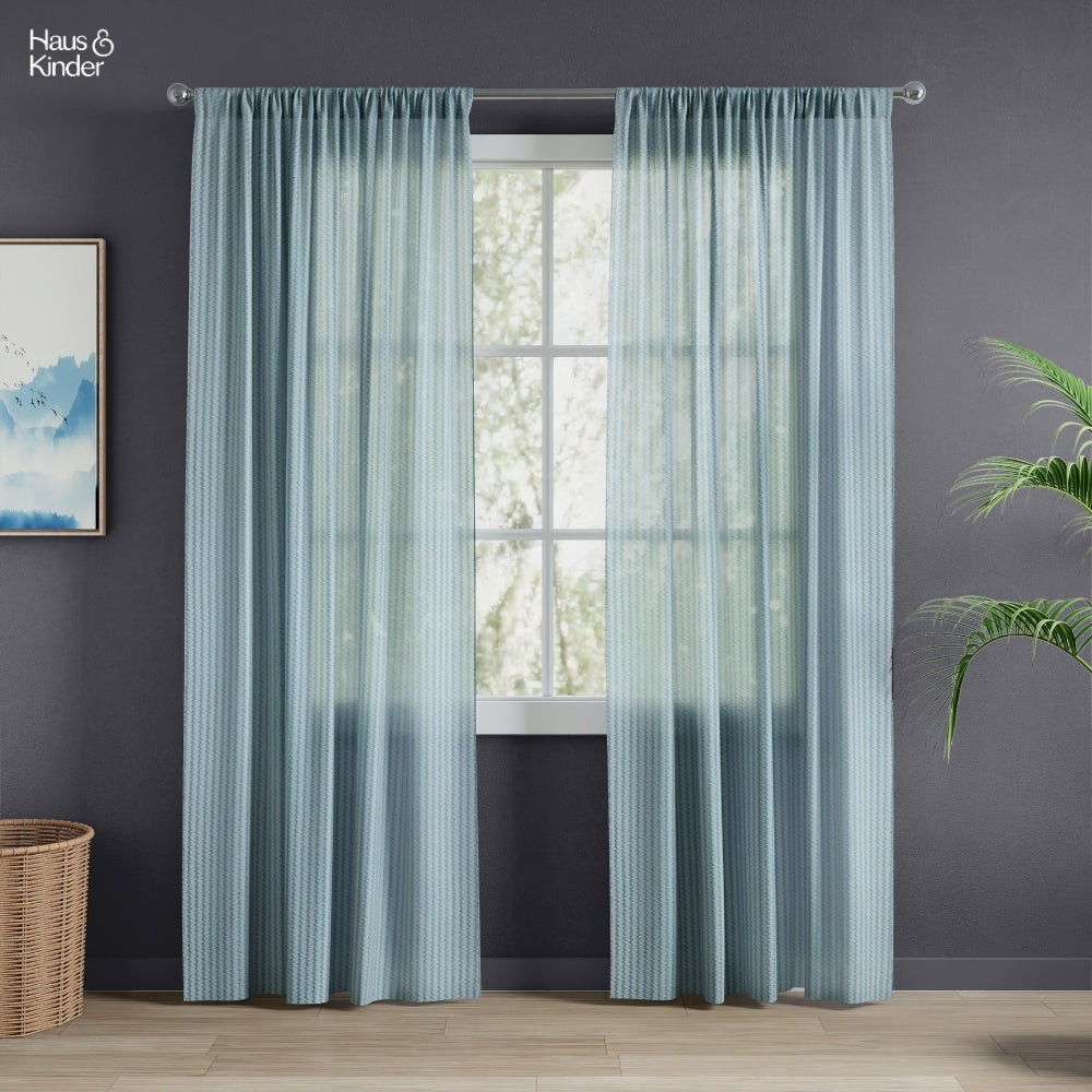 Polyester Jacquard   Curtains Aqua strand, Teal