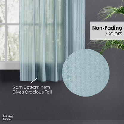 Polyester Jacquard  Window Curtains Aqua strand, Teal