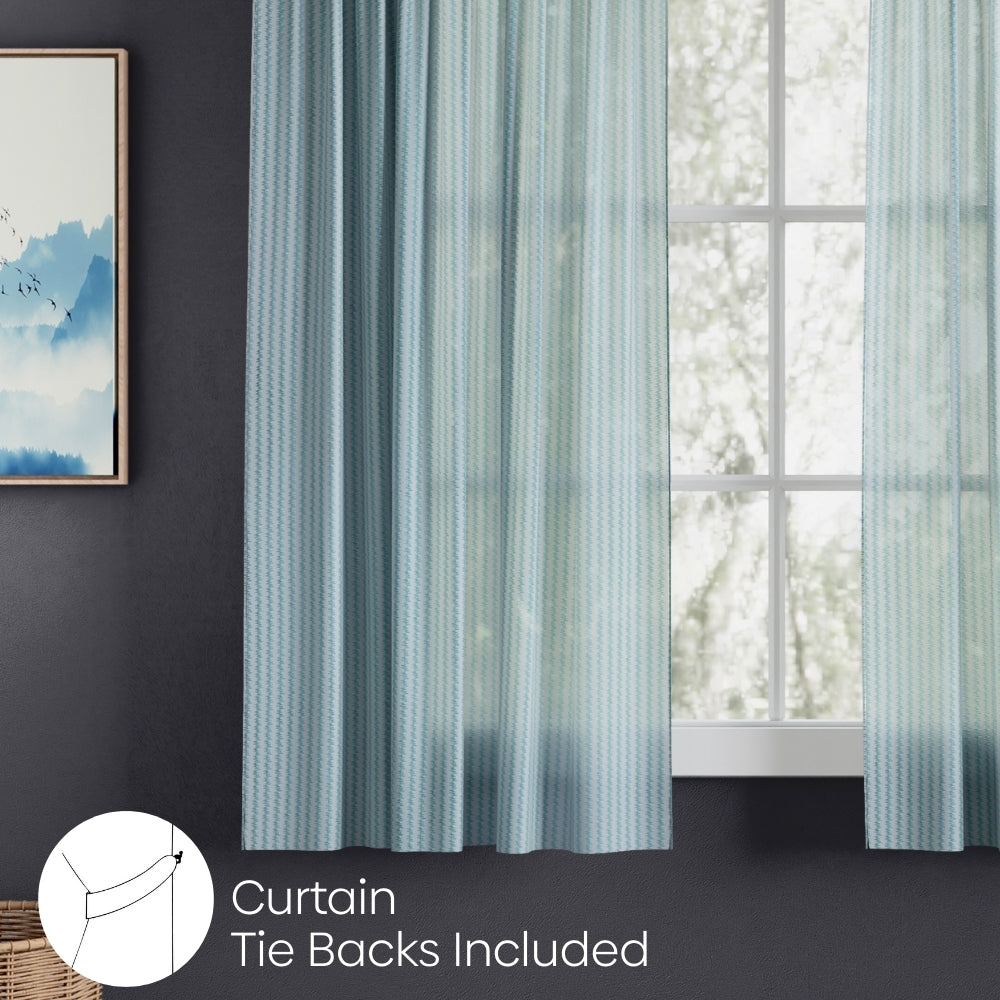 Polyester Jacquard  Window Curtains Aqua strand, Teal