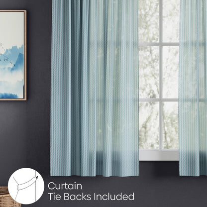 Polyester Jacquard  Window Curtains Aqua strand, Teal
