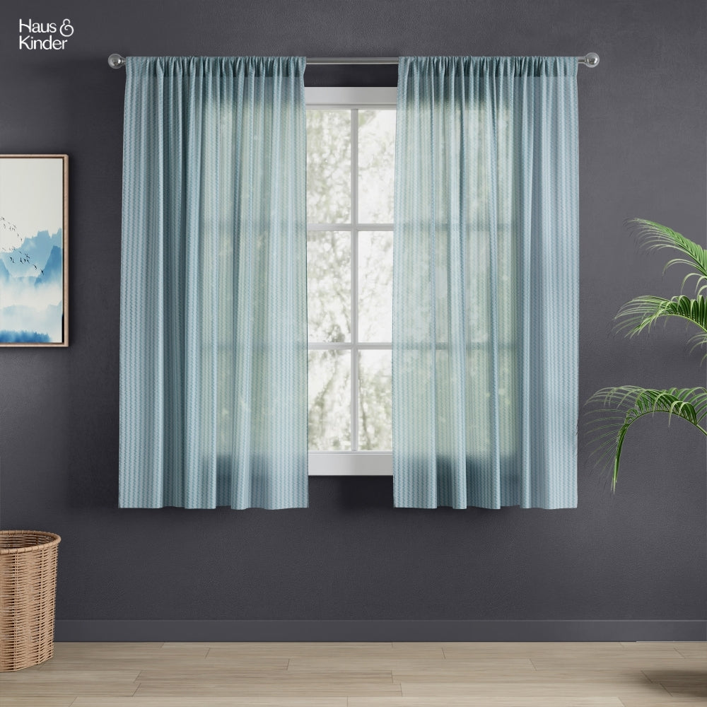 Polyester Jacquard  Window Curtains Aqua strand, Teal