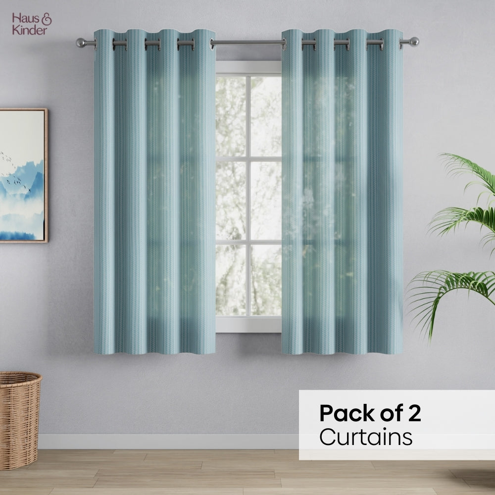 Polyester Jacquard   Curtains Aqua strand, Teal
