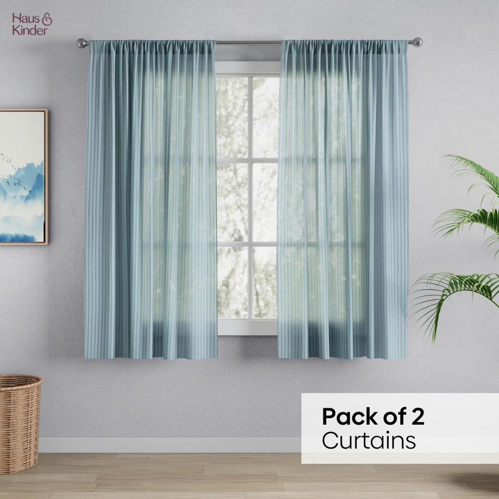 Polyester Jacquard  Window Curtains Aqua strand, Teal