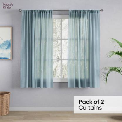 Polyester Jacquard  Window Curtains Aqua strand, Teal