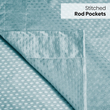 Polyester Jacquard  Window Curtains Aqua strand, Teal