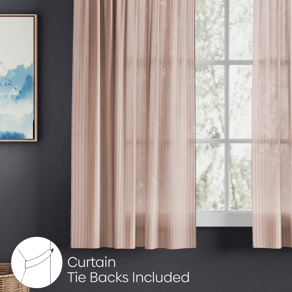 Polyester Jacquard  Window Curtains Desert Blush, Blush