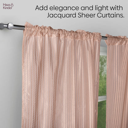 Polyester Jacquard  Window Curtains Desert Blush, Blush