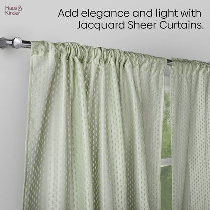 Polyester Jacquard  Curtains Sage Ripple, Olive