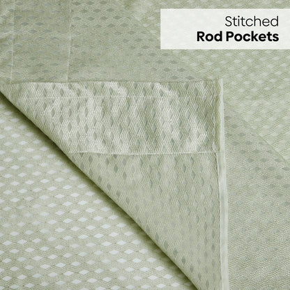 Polyester Jacquard  Curtains Sage Ripple, Olive