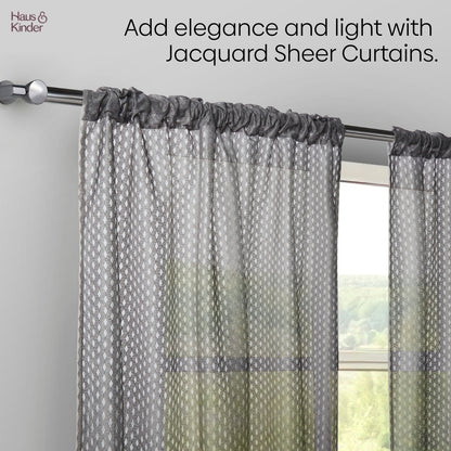 Polyester Jacquard  Curtains Silver Ripple, Grey