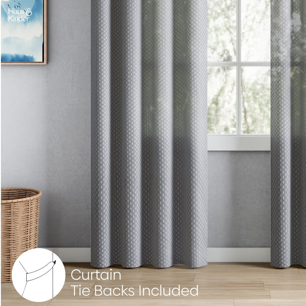 Polyester Jacquard  Curtains Silver Ripple, Grey