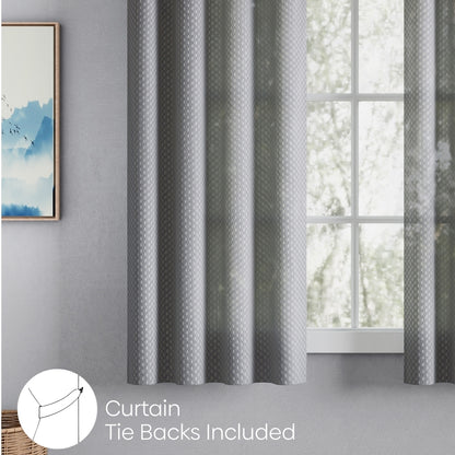 Polyester Jacquard  Curtains Silver Ripple, Grey