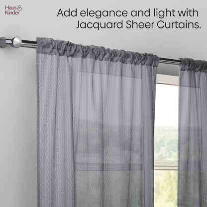 Polyester Jacquard  Curtains Ocean Ripple, Ice Blue