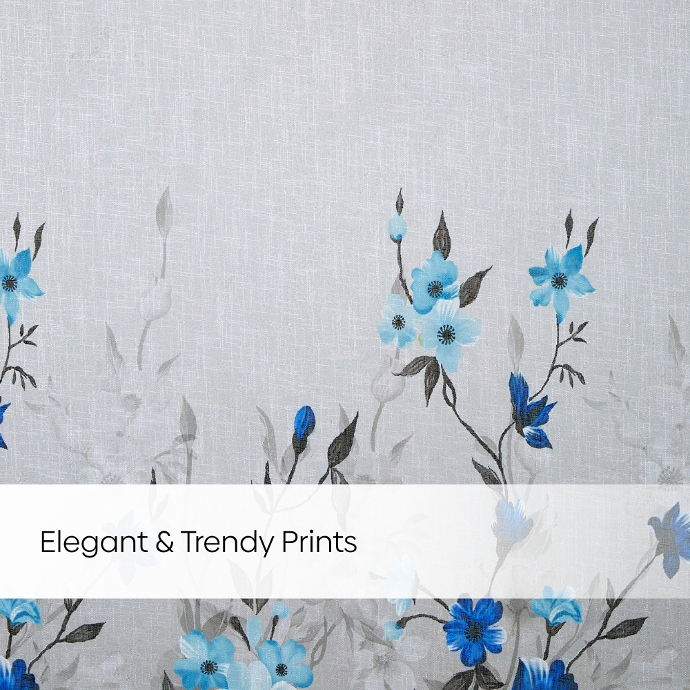 100% Polyester Sheer Digital Printed Door Curtain, Blue