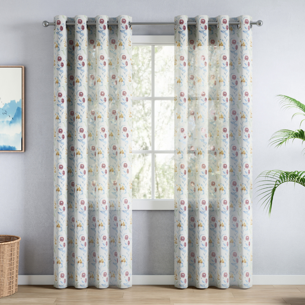 100% Polyester Sheer Digital Printed Curtain, Multicolor