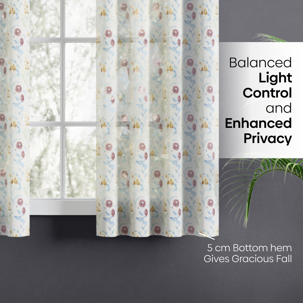 100% Polyester Sheer Digital Printed Curtain, Multicolor