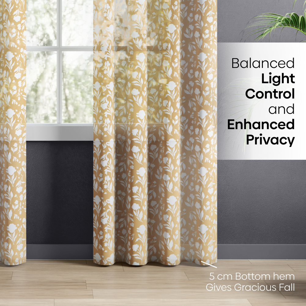 100% Polyester Sheer Digital Printed Door Curtain, Ochre