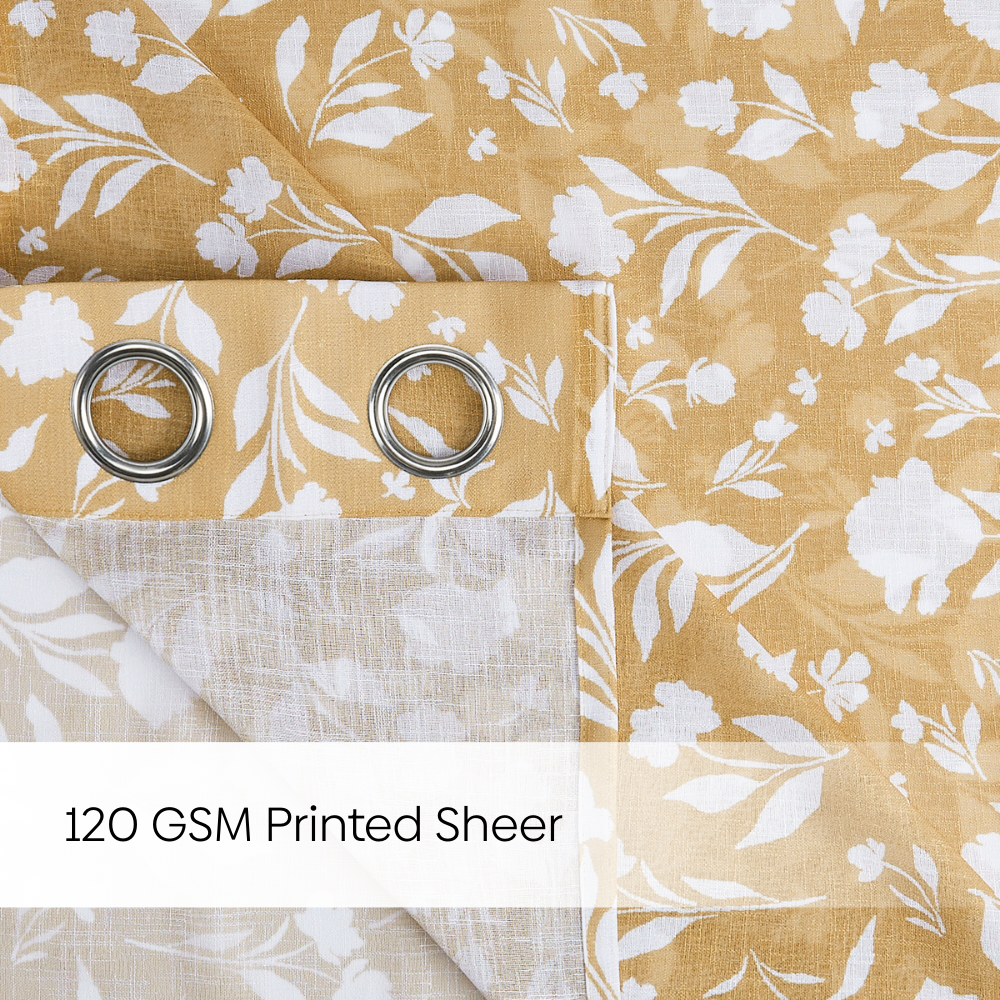 100% Polyester Sheer Digital Printed Door Curtain, Ochre