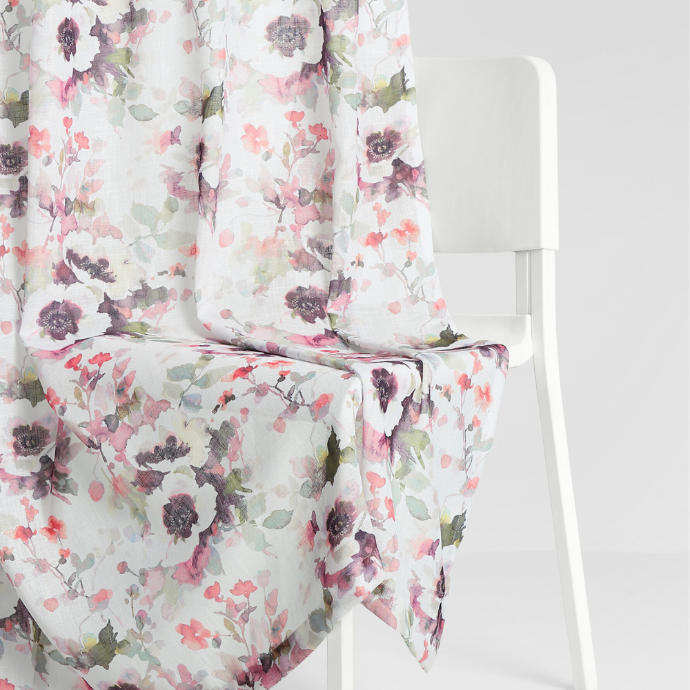 100% Polyester Sheer Digital Printed Door Curtain Maison Floral, Multicolor