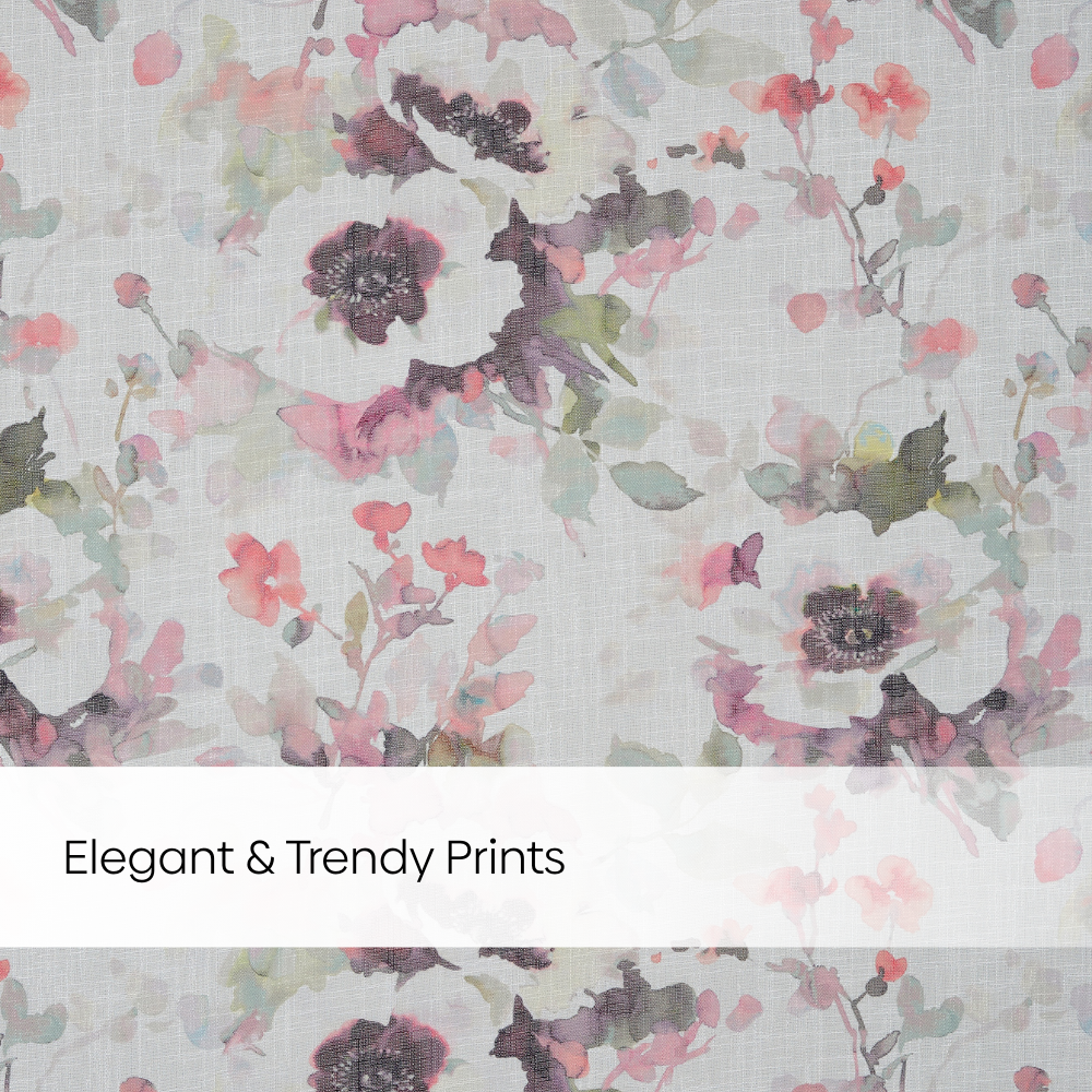 100% Polyester Sheer Digital Printed Door Curtain Maison Floral, Multicolor