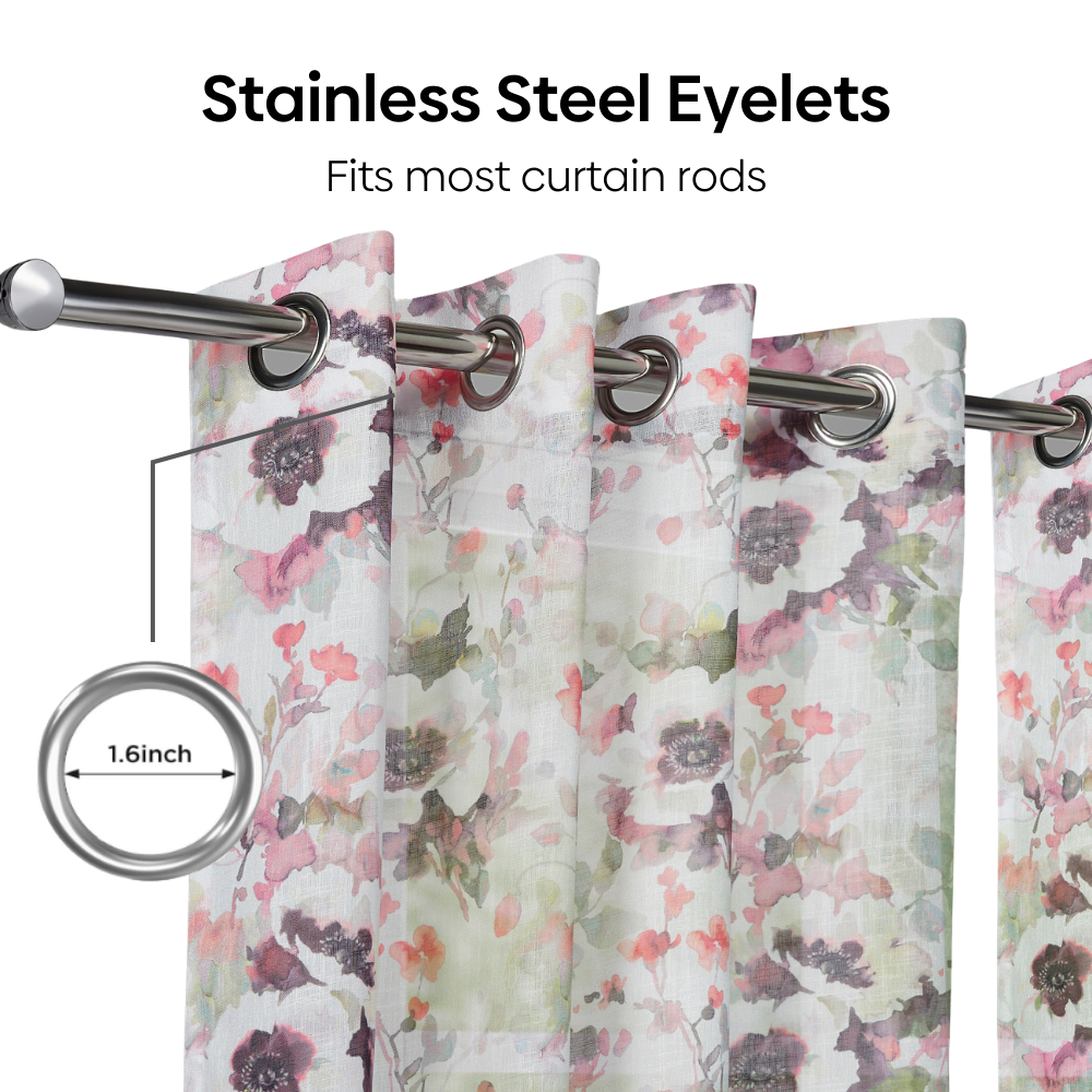 100% Polyester Sheer Digital Printed Door Curtain Maison Floral, Multicolor