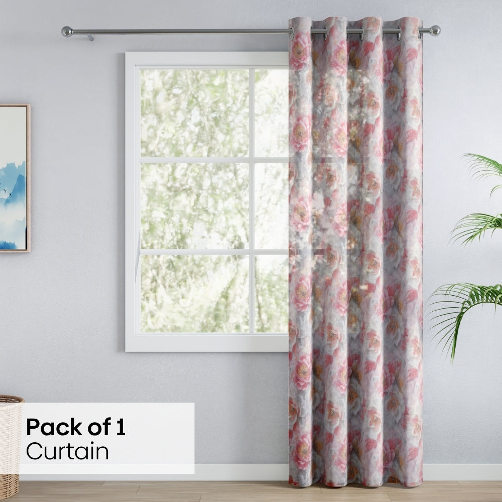 Weathered Bloom Cotton Printed Pack Of 2 Curtain, Multicolor