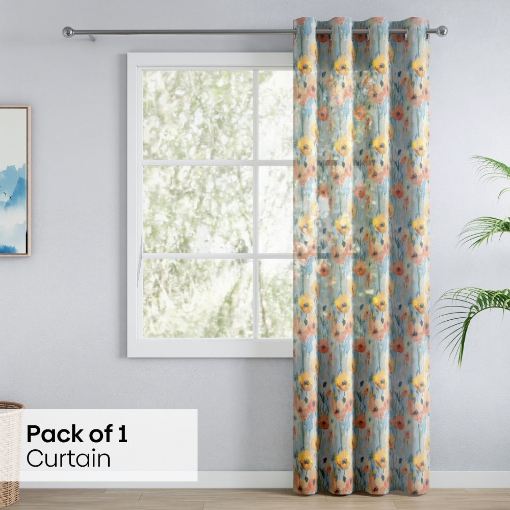 Bloom Impression Cotton Printed Pack Of 2 Curtain, Multicolor