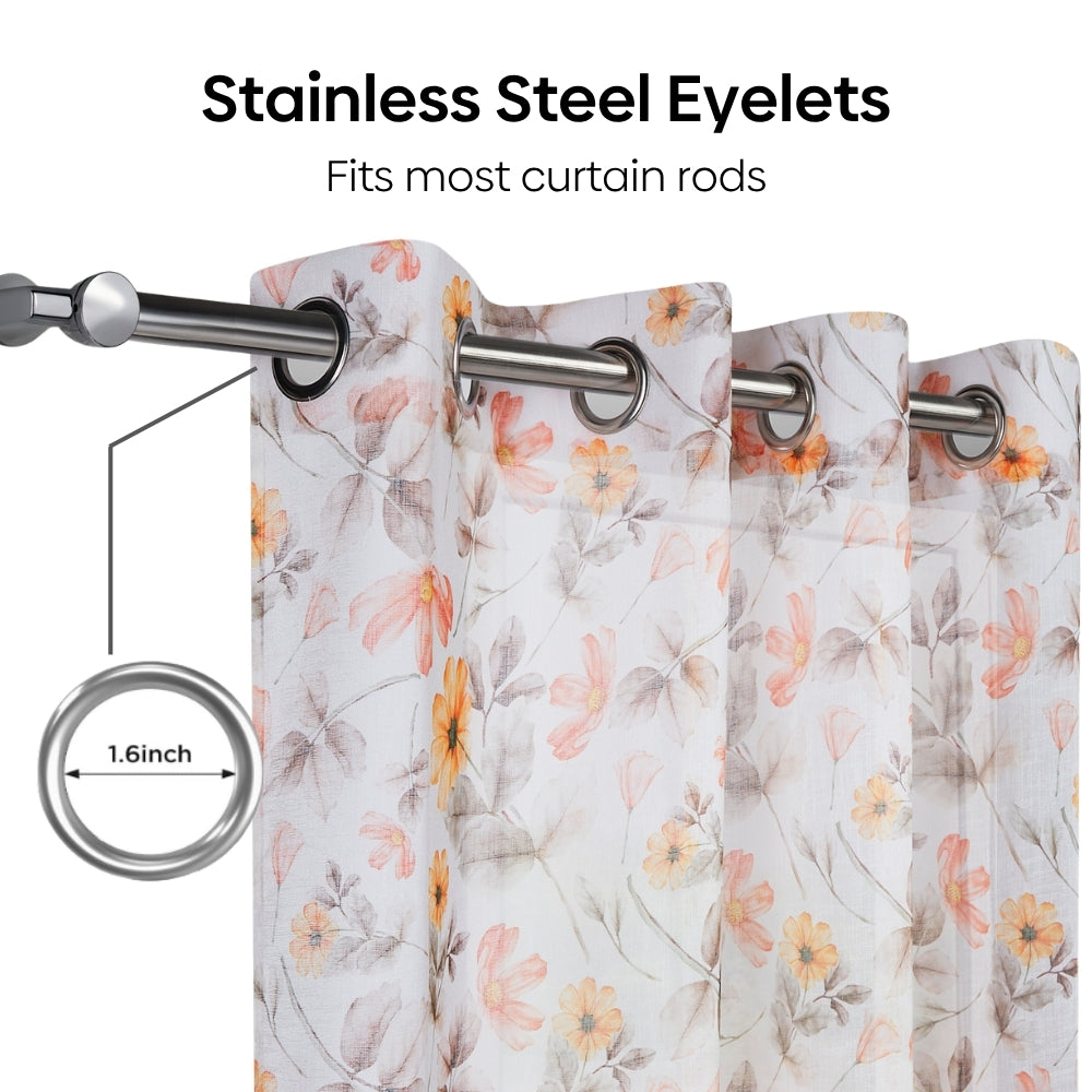 Floral Drift Cotton Printed Pack Of 2 Curtain, Multicolor