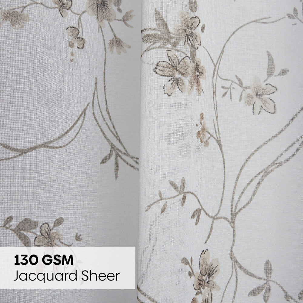 Polyester Printed Sheer Door Curtain  Whispering Vines, Brown