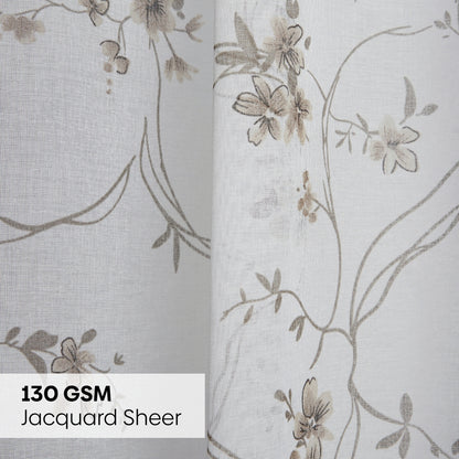 Polyester Printed Sheer Door Curtain  Whispering Vines, Brown