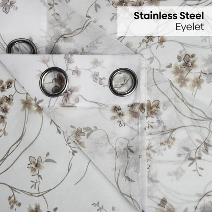 Polyester Printed Sheer Door Curtain  Whispering Vines, Brown