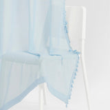 100% Polyester Decorated Solid Sheer Door Curtain, Light Blue
