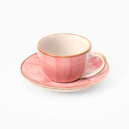 Soft Rose Cup & Saucer- Pink & White