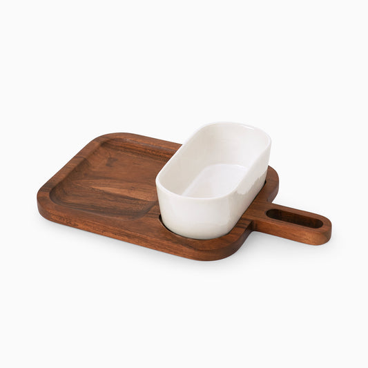 Wood & Whimsy Chip & Dip Platter- Brown